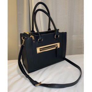 Black satchel with crossbody strap